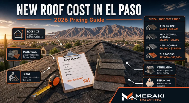 Roof replacement cost breakdown for El Paso homes in 2026 with pricing by material type